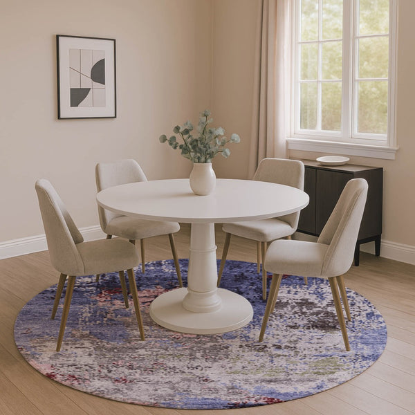 HomeRoots 8' X 10' Washable Abstract Area Rug in Plum Gray & Ivory - UV Protected, Stain Resistant & Soft! 707825