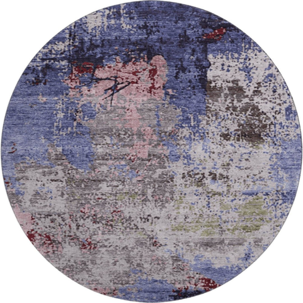 HomeRoots 8' X 10' Washable Abstract Area Rug in Plum Gray & Ivory - UV Protected, Stain Resistant & Soft! 707825