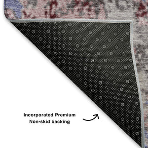 HomeRoots 8' X 10' Washable Abstract Area Rug in Plum Gray & Ivory - UV Protected, Stain Resistant & Soft! 707825