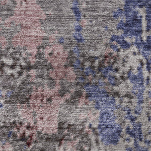 HomeRoots 8' X 10' Washable Abstract Area Rug in Plum Gray & Ivory - UV Protected, Stain Resistant & Soft! 707825