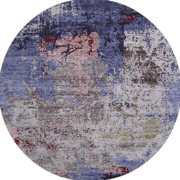 HomeRoots 8' X 10' Washable Abstract Area Rug in Plum Gray & Ivory - UV Protected, Stain Resistant & Soft! 707825