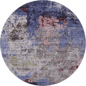HomeRoots 8' X 10' Washable Abstract Area Rug in Plum Gray & Ivory - UV Protected, Stain Resistant & Soft! 707825