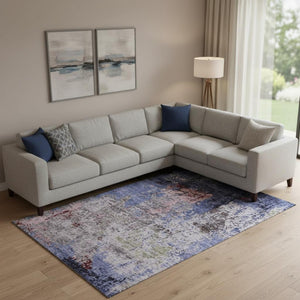 HomeRoots 10' X 14' Stylish Plum Gray Ivory Area Rug – Washable, UV-Protected, Durable for Busy Homes 707827