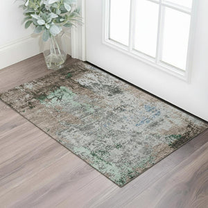 HomeRoots 5' X 8' Taupe Brown & Ivory Abstract Rug - Washable, Stain Resistant, UV Protected for Modern Homes 707829