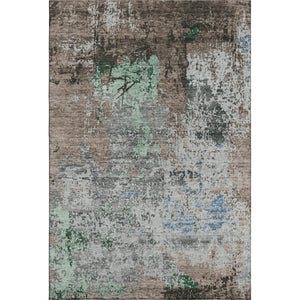 HomeRoots 8' Modern Abstract Taupe Brown & Ivory Round Rug - Washable, UV Protected, Stain-Resistant Design! 707830