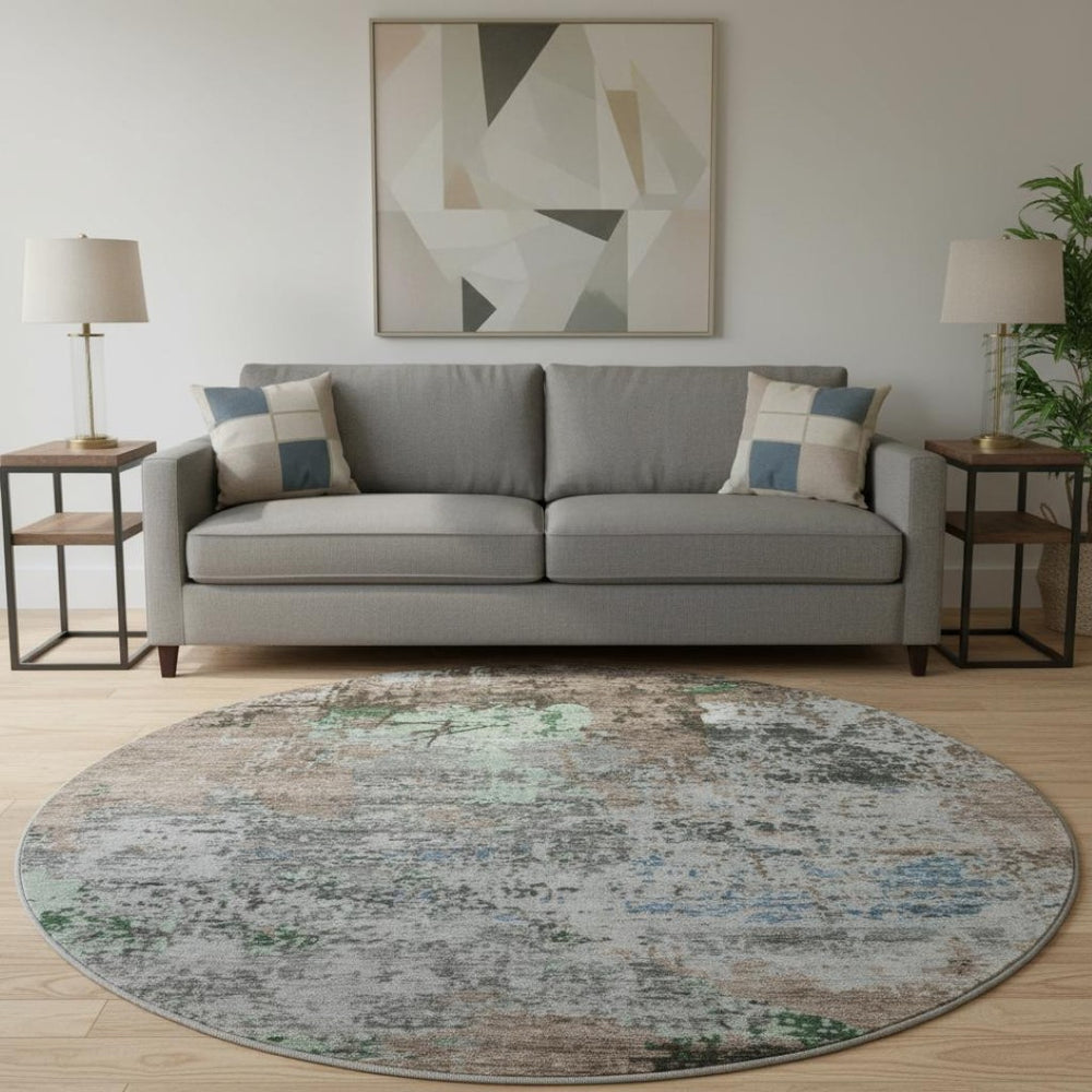 HomeRoots 8' X 10' Washable Taupe Brown & Ivory Abstract Rug - UV Protection, Stain Resistant, Family-Friendly Decor 707831