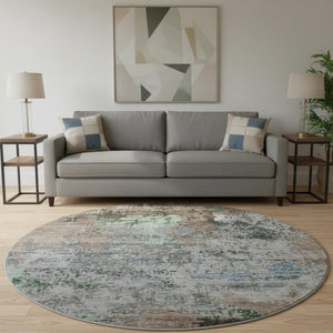 HomeRoots 8' X 10' Washable Taupe Brown & Ivory Abstract Rug - UV Protection, Stain Resistant, Family-Friendly Decor 707831