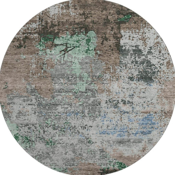 HomeRoots 8' X 10' Washable Taupe Brown & Ivory Abstract Rug - UV Protection, Stain Resistant, Family-Friendly Decor 707831