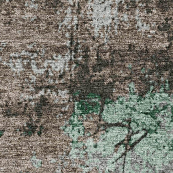 HomeRoots 9' X 12' Modern Abstract Washable Area Rug in Taupe Brown & Ivory with UV Protection & Stain Resistance 707832