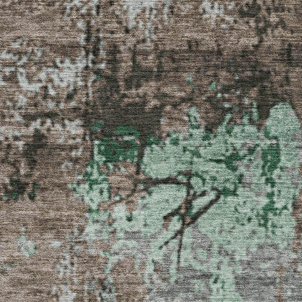 HomeRoots 10' X 14' Taupe Brown & Ivory Abstract Area Rug - Washable, UV-Protected, Perfect for Busy Homes! 707833