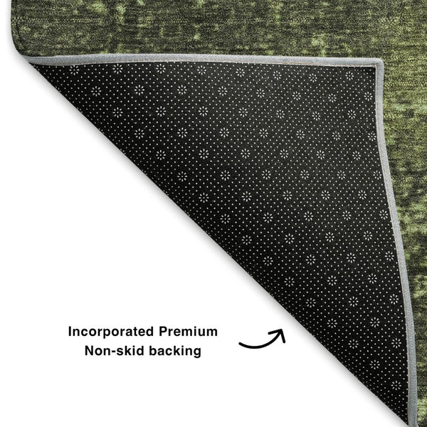 HomeRoots 5' X 8' Artichoke Green & Beige Abstract Washable Area Rug – Stain Resistant with UV Protection! 707835