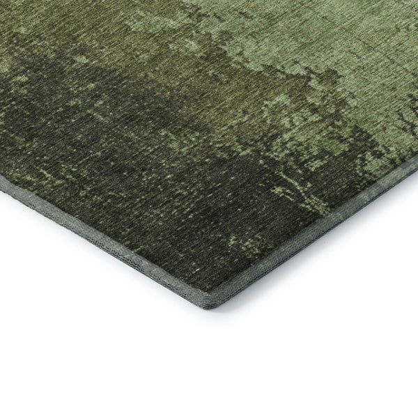 HomeRoots 5' X 8' Artichoke Green & Beige Abstract Washable Area Rug – Stain Resistant with UV Protection! 707835
