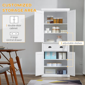 English Elm Homcom 72" Tall Freestanding Kitchen Pantry Cabinet With Adjustable Shelves, Drawer & Safety Strap W2225S00046