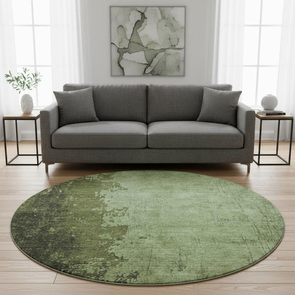 HomeRoots 8' X 10' Stylish Artichoke Green & Beige Abstract Washable Area Rug with UV Protection & Non-Slip Base 707837