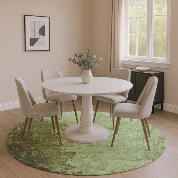 HomeRoots 8' X 10' Stylish Artichoke Green & Beige Abstract Washable Area Rug with UV Protection & Non-Slip Base 707837