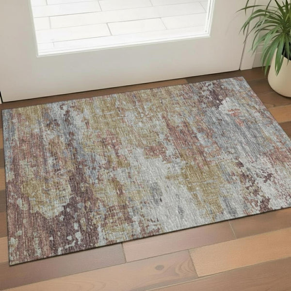 HomeRoots 5' X 8' Abstract Blue and Gray Washable Area Rug with UV Protection for High-Traffic Homes & Pets 707841