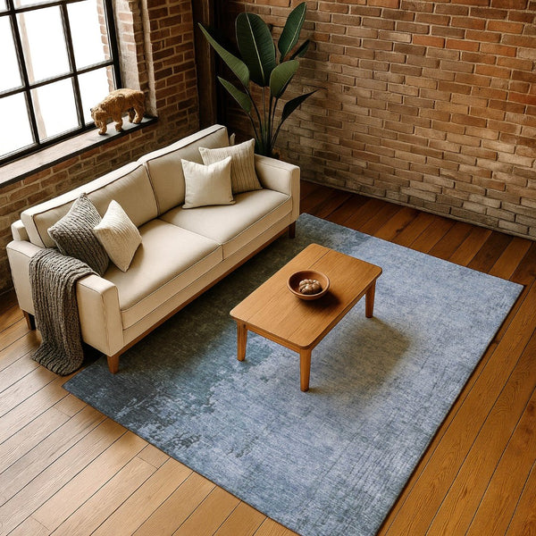HomeRoots 5' X 8' Abstract Blue and Gray Washable Area Rug with UV Protection for High-Traffic Homes & Pets 707841