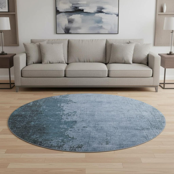 HomeRoots 8' X 10' Modern Abstract Blue & Gray Washable Area Rug with UV Protection for Stylish Homes 707843