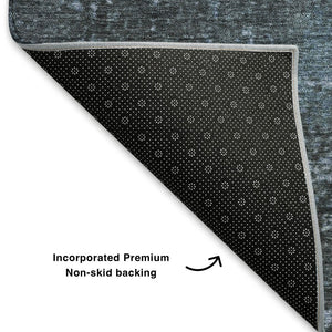HomeRoots 8' X 10' Modern Abstract Blue & Gray Washable Area Rug with UV Protection for Stylish Homes 707843