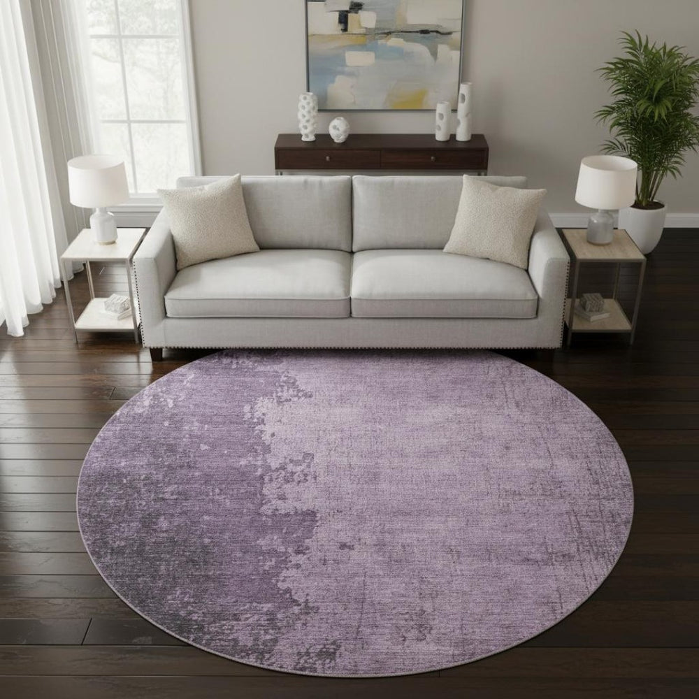 HomeRoots 8' X 10' Contemporary Lavender & Gray Abstract Washable Area Rug with UV Protection for High Traffic 707849