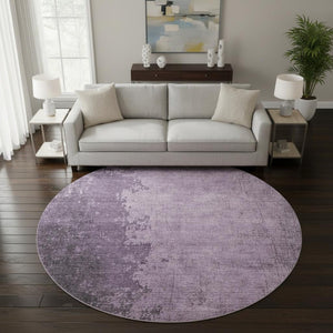 HomeRoots 8' X 10' Contemporary Lavender & Gray Abstract Washable Area Rug with UV Protection for High Traffic 707849
