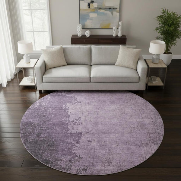 HomeRoots 8' X 10' Contemporary Lavender & Gray Abstract Washable Area Rug with UV Protection for High Traffic 707849