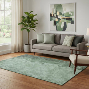 HomeRoots 8' Contemporary Pale Aqua & Gray Abstract Washable Round Rug with UV Protection for High-Traffic Homes 707854