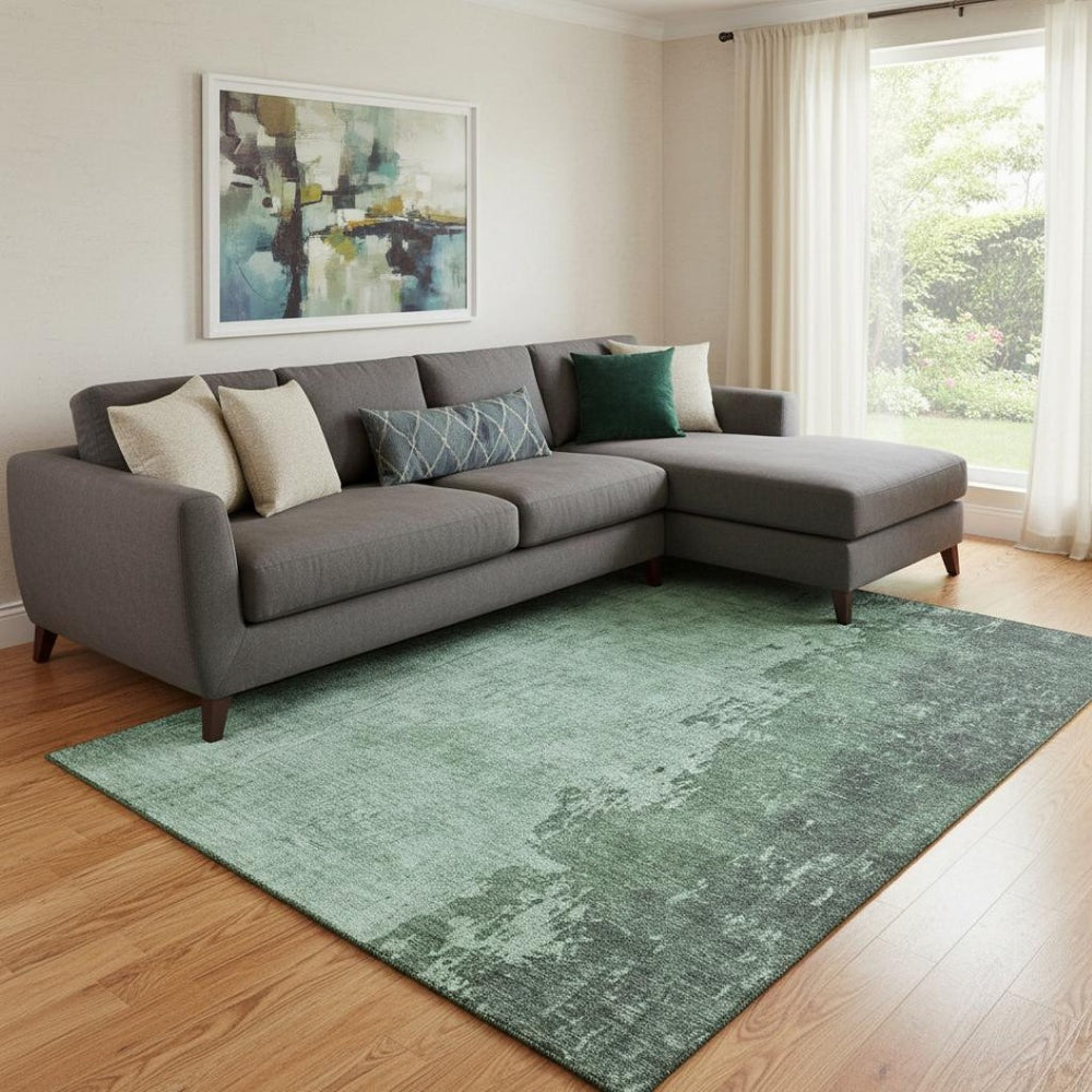 HomeRoots 9' X 12' Pale Aqua and Gray Abstract Area Rug - Stylish, Washable, UV-Protected for Busy Homes 707856