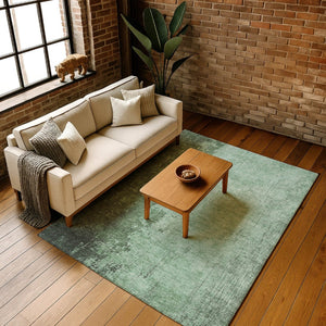 HomeRoots 10' X 14' Pale Aqua & Gray Abstract Washable Area Rug – Durable, UV-Protected, Family-Friendly Design 707857