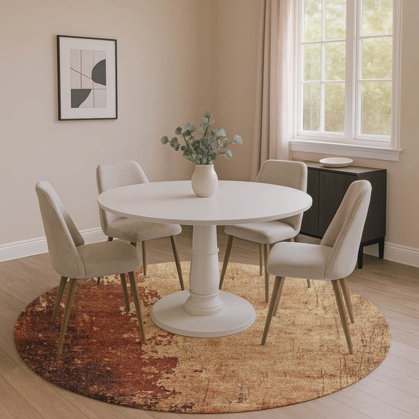 HomeRoots 8' X 10' Modern Tan and Beige Abstract Washable Area Rug with UV Protection for High-Traffic Spaces 707861