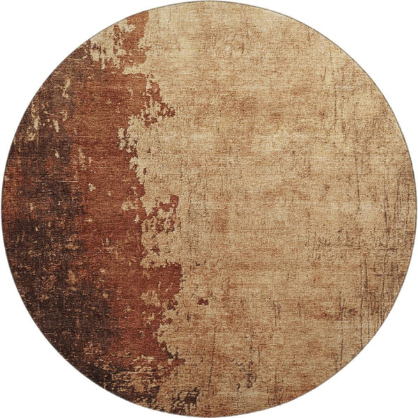 HomeRoots 8' X 10' Modern Tan and Beige Abstract Washable Area Rug with UV Protection for High-Traffic Spaces 707861