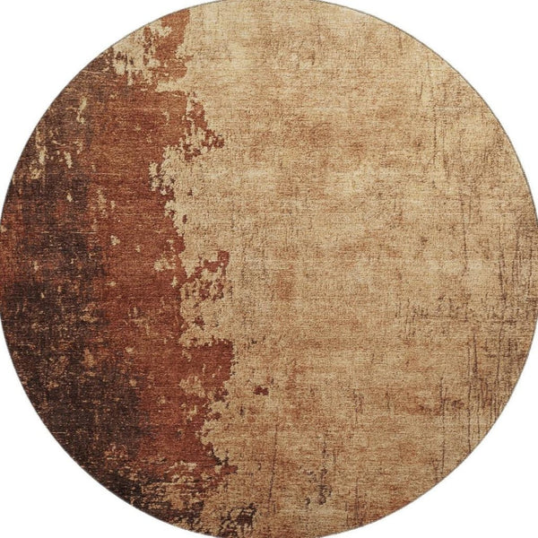 HomeRoots 8' X 10' Modern Tan and Beige Abstract Washable Area Rug with UV Protection for High-Traffic Spaces 707861