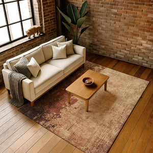 HomeRoots 9' X 12' Tan And Beige Abstract Area Rug - Durable, Washable, Stain-Resistant with UV Protection 707862