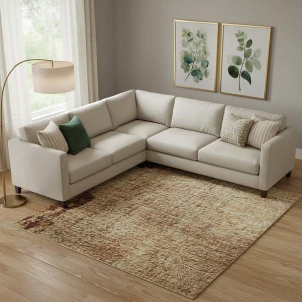 HomeRoots 10' X 14' Tan & Beige Abstract Washable Area Rug - Durable, Stylish, UV Protected for Busy Homes 707863