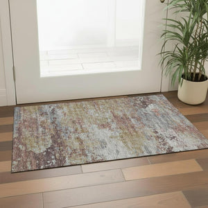 HomeRoots 5' X 8' Stylish Taupe and Beige Abstract Washable Area Rug with UV Protection for Everyday Life 707865