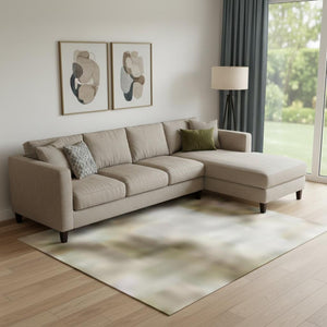 HomeRoots 10' X 14' Taupe And Beige Abstract Area Rug - Washable, UV Protected, Durable for Busy Homes! 707869
