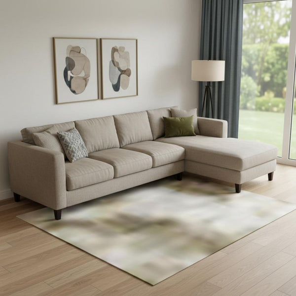 HomeRoots 10' X 14' Taupe And Beige Abstract Area Rug - Washable, UV Protected, Durable for Busy Homes! 707869