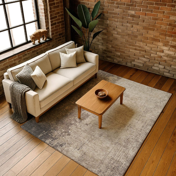 HomeRoots 10' X 14' Taupe And Beige Abstract Area Rug - Washable, UV Protected, Durable for Busy Homes! 707869