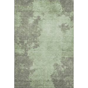 HomeRoots 5' Modern Artichoke Green & Gray Abstract Washable Area Rug with UV Protection for Home Decor 707871