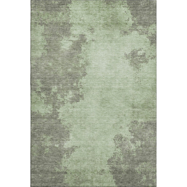HomeRoots 5' Modern Artichoke Green & Gray Abstract Washable Area Rug with UV Protection for Home Decor 707871