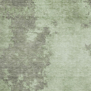 HomeRoots 5' Modern Artichoke Green & Gray Abstract Washable Area Rug with UV Protection for Home Decor 707871