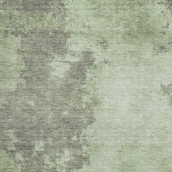 HomeRoots 5' Modern Artichoke Green & Gray Abstract Washable Area Rug with UV Protection for Home Decor 707871