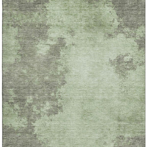 HomeRoots 5' Modern Artichoke Green & Gray Abstract Washable Area Rug with UV Protection for Home Decor 707871