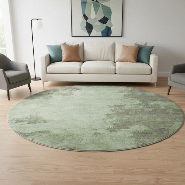 HomeRoots 8' X 10' Artichoke Green & Gray Abstract Washable Rug - Durable, UV Protected for Busy Homes 707873