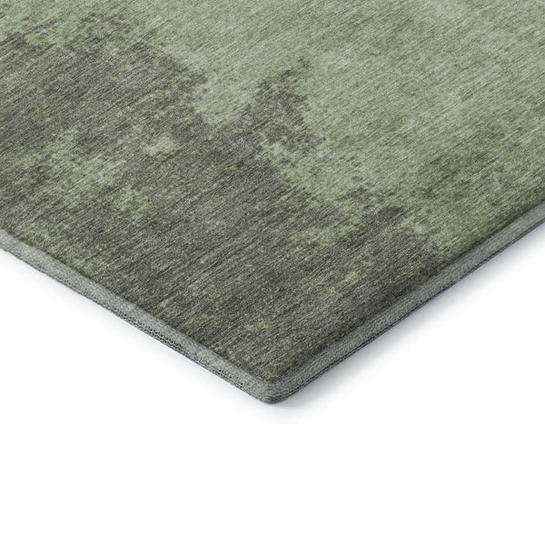 HomeRoots 8' X 10' Artichoke Green & Gray Abstract Washable Rug - Durable, UV Protected for Busy Homes 707873