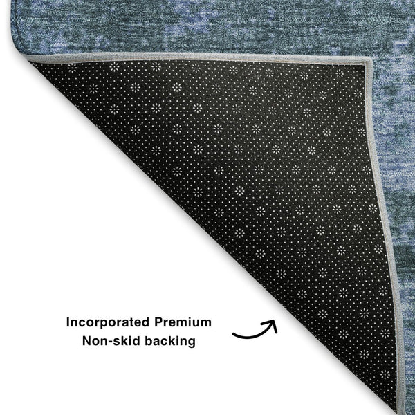 HomeRoots 5' X 8' Denim Blue Abstract Area Rug - UV Protected, Stain-Resistant, Perfect for Homes with Kids & Pets 707877