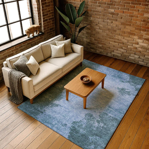 HomeRoots 5' X 8' Denim Blue Abstract Area Rug - UV Protected, Stain-Resistant, Perfect for Homes with Kids & Pets 707877