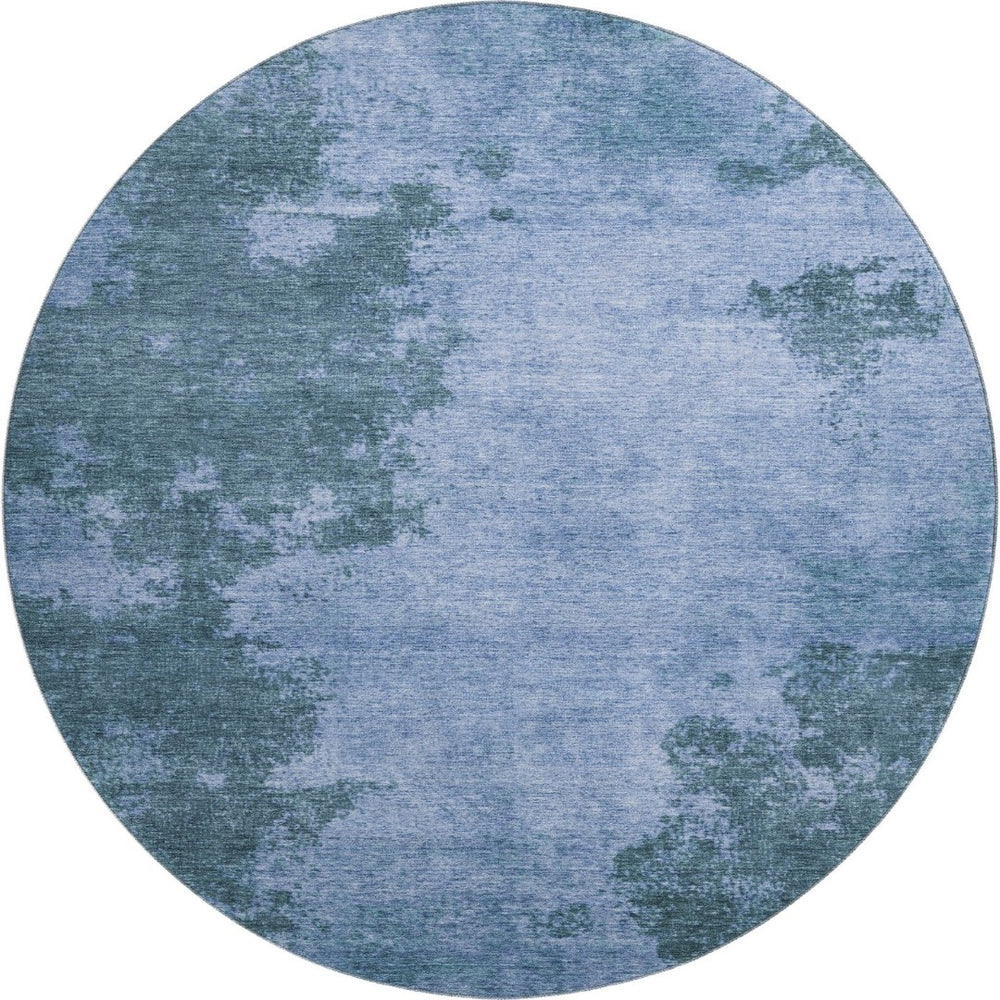 HomeRoots 8' X 10' Denim Blue Abstract Washable Area Rug with UV Protection for Stylish, Easy-Care Living Spaces 707879