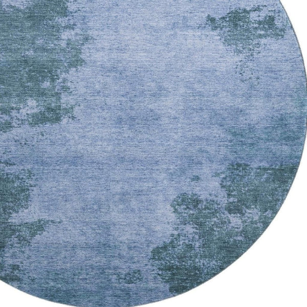 HomeRoots 8' X 10' Denim Blue Abstract Washable Area Rug with UV Protection for Stylish, Easy-Care Living Spaces 707879
