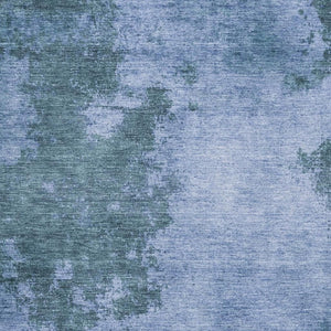 HomeRoots 9' X 12' Denim Blue & Sky Blue Abstract Washable Area Rug - UV Protection for Homes with Kids & Pets 707880